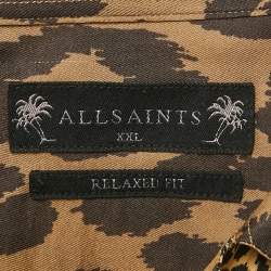 All Saints Brown Leopard Print Button Front Oversized Shirt XXL