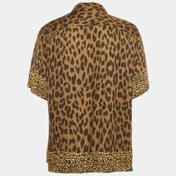 All Saints Brown Leopard Print Button Front Oversized Shirt XXL