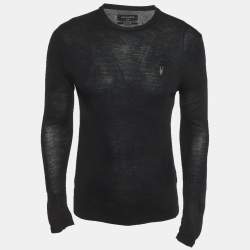 Pre Owned All Saints Black Black Merino Wool Moda Crew Sweatshirt S
