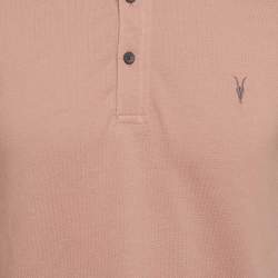 Pre Owned All Saints Dusky Pink Cotton Pique Short Sleeve Polo T-Shirt M 