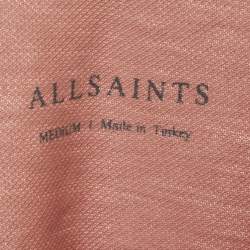 Pre Owned All Saints Dusky Pink Cotton Pique Short Sleeve Polo T-Shirt M 