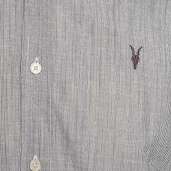 Pre Owned All Saints Grey Striped Logo Embroidered Cotton Bedford Shirt M