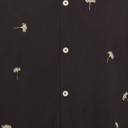 Pre Owned All Saints Black Printed Poplin Button Front Daisy Shirt XL 