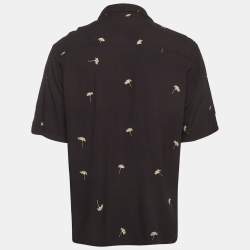 Pre Owned All Saints Black Printed Poplin Button Front Daisy Shirt XL 
