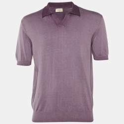 مملوكة مسبقًا Altea Purple Ombre Cotton Knit Polo T-Shirt L
