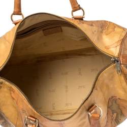 Pre Owned Alviero Martini 1A Classe Brown Geo Coated Canvas Weekender Bag