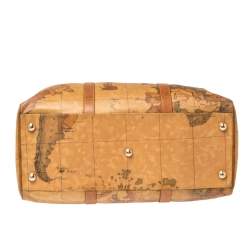 Pre Owned Alviero Martini 1A Classe Brown Geo Coated Canvas Weekender Bag