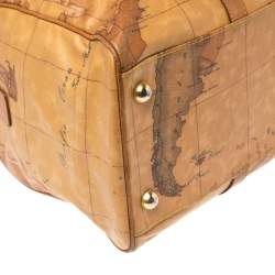 Pre Owned Alviero Martini 1A Classe Brown Geo Coated Canvas Weekender Bag