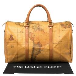 مملوكة مسبقًا Alivero Martini 1A Classe Tan Geo Print Coated Canvas and Leather Duffel Bag