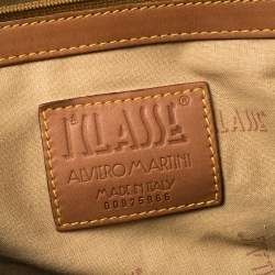 مملوكة مسبقًا Alivero Martini 1A Classe Tan Geo Print Coated Canvas and Leather Duffel Bag