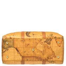 مملوك ة مسبقًا Alivero Martini 1A Classe Tan Geo Print Coated Canvas and Leather Duffel Bag