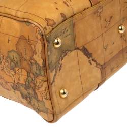 مملوكة مسبقًا Alivero Martini 1A Classe Tan Geo Print Coated Canvas and Leather Duffel Bag