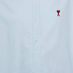 مملوكة مسبقًا قميص أمي قطن أزرق بأزرار طويل مقاس متوسط - ميديوم