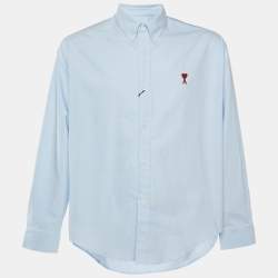 مملوكة مسبقًا Ami Blue Cotton Button Down Long Shirt M