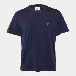 Pre Owned Ami Alexandre Mattiussi Blue Cotton Crew Neck T Shirt
