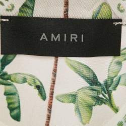 Amiri Alabaster White Palm Print Silk Bowling Shirt XXL