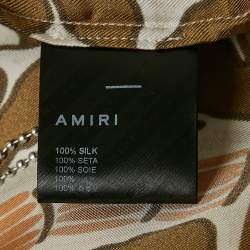 Amiri Green/Beige Psalm Tree Print Silk Bowling Shirt M