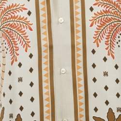 Amiri Green/Beige Psalm Tree Print Silk Bowling Shirt M