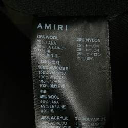 Amiri Black Embroidered Wool and Leather Varsity Jacket S