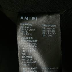 Amiri Black Embroidered Wool and Leather Varsity Jacket S