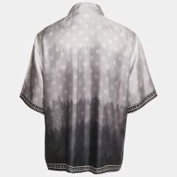 Amiri Grey Micro Paisley Print Silk Bowling Shirt XXL