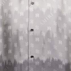 Amiri Grey Micro Paisley Print Silk Bowling Shirt XXL