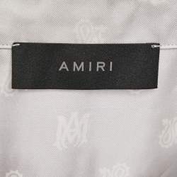 Amiri Grey Micro Paisley Print Silk Bowling Shirt XXL