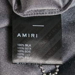 Amiri Grey Micro Paisley Print Silk Bowling Shirt XXL