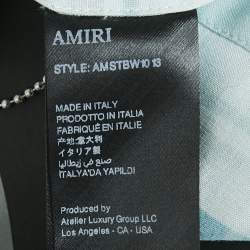 Pre Owned Amiri Blue Wave Baja Stripe Crepe Short Sleeve Shirt XL