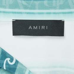 Pre Owned Amiri Blue Wave Baja Stripe Crepe Short Sleeve Shirt XL