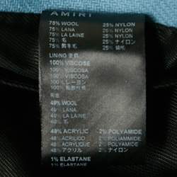 Amiri Blue Stars Applique Wool and Leather Oversized Jacket M