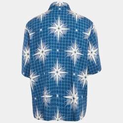 Amiri Blue Startburst Print Crepe Champ Shirt XL