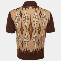 Pre Owned تِي شيرت أَميري بُنِّي جاكار أَرجايل صُوف بولو كَبير