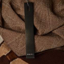 Pre Owned تِي شيرت أَميري بُنِّي جاكار أَرجايل صُوف بولو كَبير