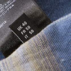 Pre Owned Amiri Blue And Yellow Cotton Plaid Frayed Edge Detail Shirt L