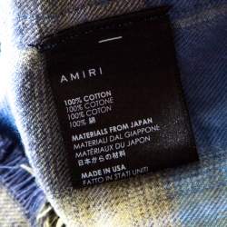 Pre Owned Amiri Blue And Yellow Cotton Plaid Frayed Edge Detail Shirt L