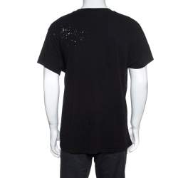 Pre Owned Amiri Black Distressed Cotton Shotgun T-Shirt M