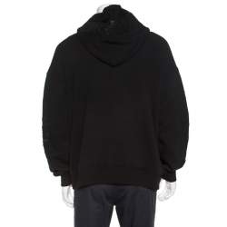 Pre Owned Amiri Black Knit Glitter Dagger Detail Hooded Sweatshirt S