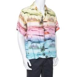 Amiri Multicolor Beverly Hills Print Silk Short Sleeve Hawaiian Shirt L