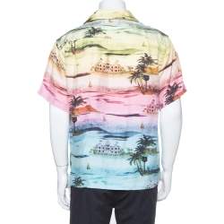 Amiri Multicolor Beverly Hills Print Silk Short Sleeve Hawaiian Shirt L