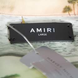 Amiri Multicolor Beverly Hills Print Silk Short Sleeve Hawaiian Shirt L