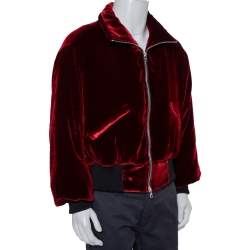Amiri Red Velvet Zip Front Oversized Jacket XS