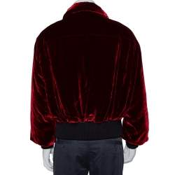 Amiri Red Velvet Zip Front Oversized Jacket XS