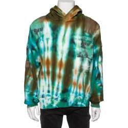 Amiri Multicolor Tie-Dye Printed Cotton Knit Commando Patch Detail Hoodie M