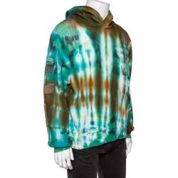 Amiri Multicolor Tie-Dye Printed Cotton Knit Commando Patch Detail Hoodie M
