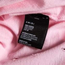 Pre Owned Amiri Pink Distressed Cotton Beverly Hills Printed Boyfriend T-Shirt XS