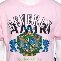 Pre Owned Amiri Pink Distressed Cotton Beverly Hills Printed Boyfriend T-Shirt XS