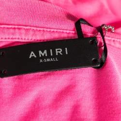Pre Owned Amiri Pink Cotton Five Star Logo Printed Crewneck T-Shirt XS