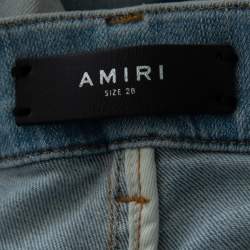 Amiri Indigo Light Wash Denim Distressed Art Patch Jeans XS