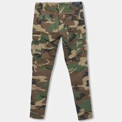 Pre Owned Amiri Green/ Brown Cotton Leather Patch Distressed Classic Cargo Pants XS